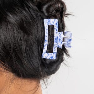 Sweet Credentials Navy Floral Rectangle Claw Hair Clip
