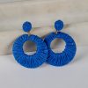Gracie Straw Circle Drop Earrings