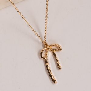Harley Gold Bow Charm Necklace