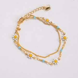 Harper Gold Flower Layered Chain Bracelet