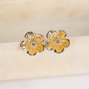 Penelope Gold Flower Stud Earrings