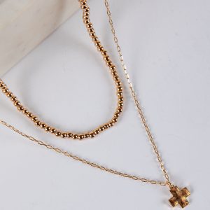 Sami Gold Beaded Layered Necklace