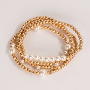 Brittany Gold Pearl Beaded Bracelet Set