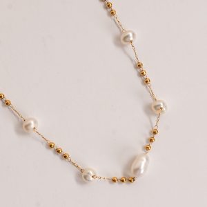 Miley Gold Pearl Chain Necklace