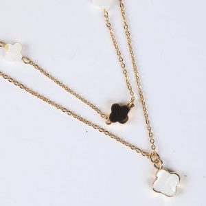 Sawyer Gold Quatrefoil Layered Chain Necklace