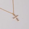 Wren Gold Rhinestone Cross Charm Necklace
