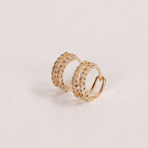 Elise Gold Rhinestone Double Mini Hoop Earrings