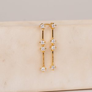 Sara Gold Rhinestone Drop Earrings