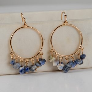 Mila Blue Stone Circle Drop Earrings