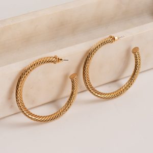 Selena Gold Textured Hoop Earrings