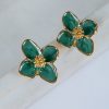 Nora Dark Green Flower Earrings