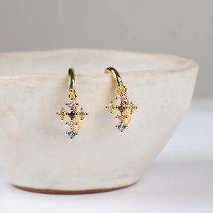 Hope Multi Cross Charm Mini Hoop Earrings