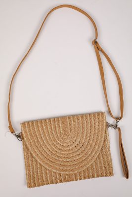 I Know The Way Tan Straw Clutch