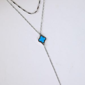 Bridget Turquoise Quatrefoil Charm Layered Necklace